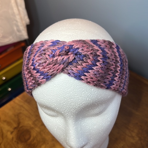 Handmade Girls/childs Ear Warmer/Head Band Knit Purple/Pink - Picture 2 of 4